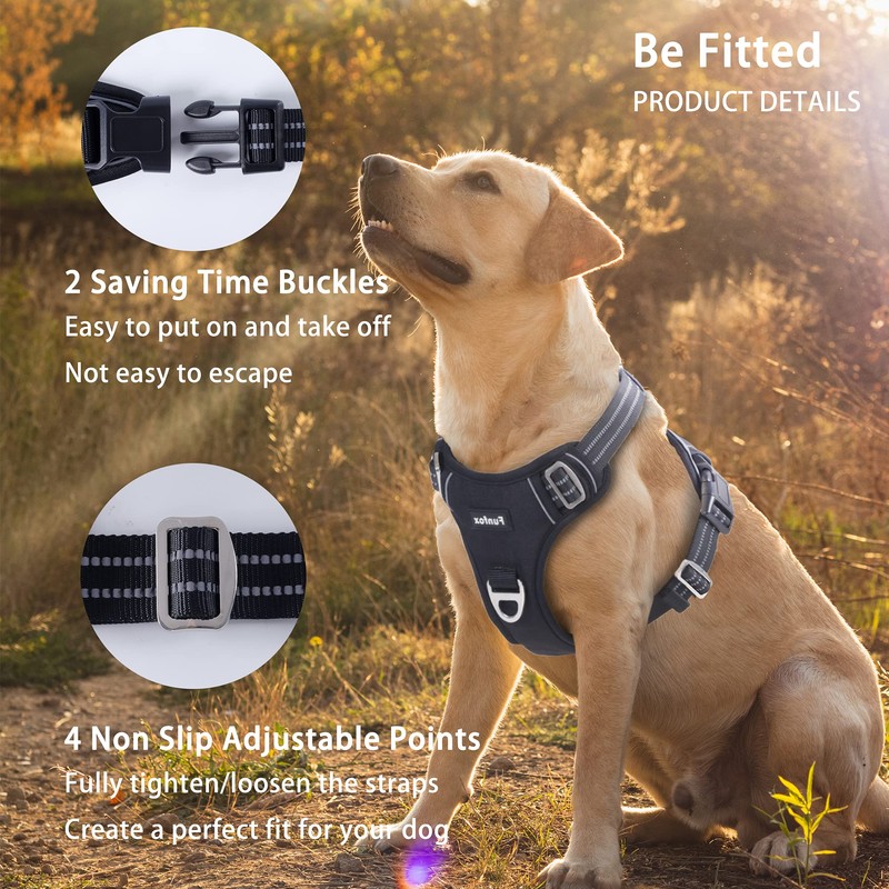 Funfox No Pull Dog Harness for Large Dogs, Adjustable Dog