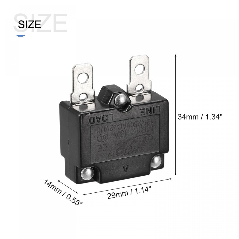 sourcing map Circuit Overload Protector 15A AC125/250V DC32V Automatic Reset