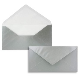 Envelopes DIN Long – Metallic Silver – Premium Quality – 110 g/m²; 220 x 110 mm – Very Stable – Nassklebung – Quality Brand: Neuser Colourful dl silver