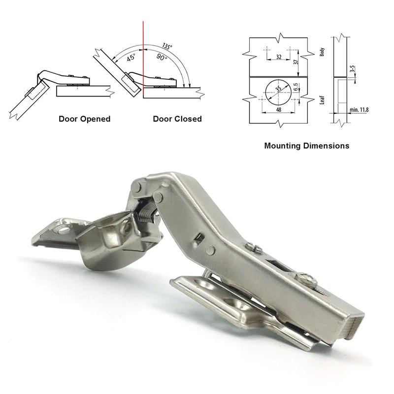 LIKERAINY 45 Degree Hinge 35mm with Hydraulic Damper for Special