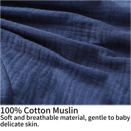 Onacosht Muslin Nursing Pillow Cover Soft 100% Cotton Feeding Pillow Slipcover Fits Standard Infant Nursing Pillow for Baby Boy and Girl, Navy Blue