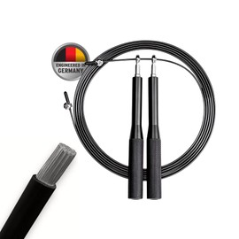 Premium Springseil mit Kugellager, Verstellbares Speed Rope mit PVC-beschichtetem Stahlkabel, Rutschfeste Aluminiumgriffe, Fitness & Ausdauertraining