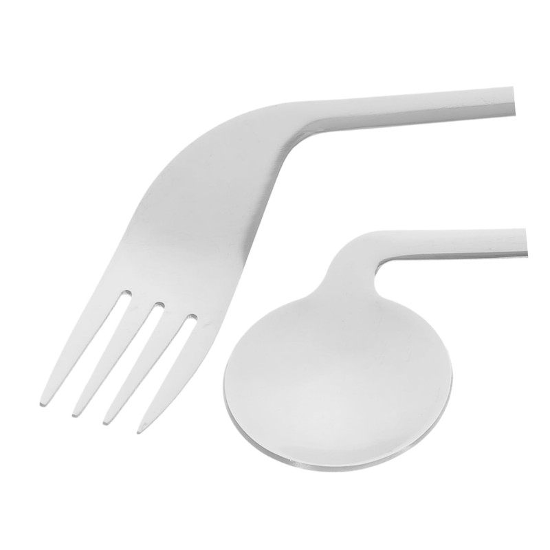 BIUDECO 1Set Ergonomic Angled Eating Utensils Fork and Spoon for