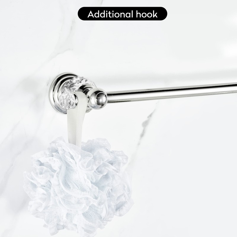 BATHSIR Crystal Towel Bar 24 Inch, Chrome Bathroom Towel Rack,