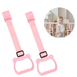 2 PCS Baby Pull Up Rings, Adjustable Baby Cot Hand Rings, Baby Training Hand Rings, Removable Baby Playpen Rings, Nursery Bed Hanging Rings, Baby Crib Rings, Toddlers Stand Up Rings for Strollers