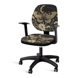 ELEDIZI Gothic Office Chair Cover Moon Star Butterfly Floral Computer Chair Seat Covers Stretchable Rotating Task Chair Seat Covers Elastic Gaming Chair Cover Anti-Slip Armchair Cover for Desk Chair
