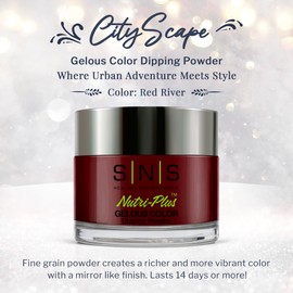 SNS Healthy Natural Nails SNS Nail Dip Powder, Gelous Color Dipping Powder - Red River?(Wine/Burgundy, Cream) - Long-Lasting Dip Nail Color Lasts 14 Days - Low-Odor & No UV Lamp Required - 1 OZ