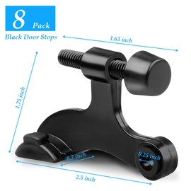 OBTANIM 8 Pack Hinge Pin Door Stopper Heavy Duty Metal Adjustable Door Stops with Rubber Bumper Tips (Black)