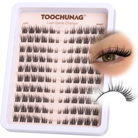 TOOCHUNAG Wispy Lash Clusters Natural Cluster Eyelash Extensions 3D Fairy Individual Lashes Clusters Eyelashes CD Curl Left&Right 7-15mm DIY Lash Extension at Home