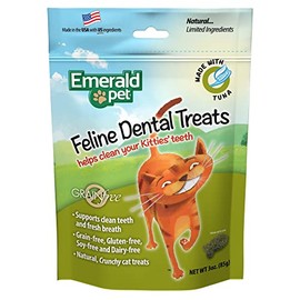 Feline Dental Treats — Tasty and Crunchy Cat Dental Treats Grain Free — Natural Dental Treats to Clean Cat Teeth, Freshen Cat Breath, and Reduce Plaque and Tartar Buildup — Tuna Treats, 3 oz