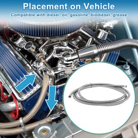 A ABSOPRO AN8 Fuel Line Hose 8AN 12ft Vacuum Hose Automotive Fuel Hose PTFE Rubber,Stainless Steel Silver Tone 1 Pcs