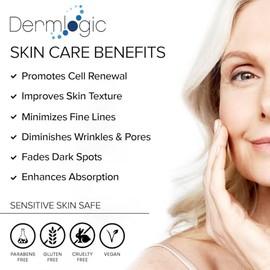 Dermlogic Anti Ageing Resurfacing Peel Pads - Contains Salicylic, Glycolic, Lactic Acid for Face & Body Including Hyaluronic Acid, Witch Hazel, Green Tea & Aloe Vera. Exfoliates to Correct Dark Spots & Scars.