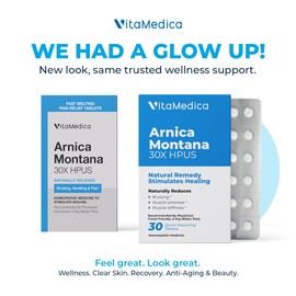VitaMedica Arnica Montana Blister Pack 30X Tablets for Bruising Pain and Swelling | Plant Based Formula | Recommended by Plastic Surgeons | Natural Recovery Surgery Or Injury | 2 Pack | 30 Servings