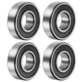 sourcing map 6204-2RS Deep Groove Ball Bearing,4pcs 20 x 47 x 14mm C3 Double Rubber Sealed Chrome Steel Bearings,Black