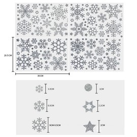Christmas Decoration Glitter Snowflakes Window Sticker, PVC Snowflakes Christmas Window Decoration, Removable Glitter Silver Snowflake Sticker, for Doors, Shop Windows, Glass Fronts (Silver)