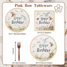 96Pcs Magical Party Plates Supplies,Magical Wizard Party Paper Plates,Napkins and Forks Kit for Baby Shower Boy Girl Birthday Decoration,Serve 24