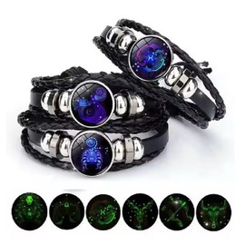 Zodiac Signs Spirit Bracelet, Multilayer Adjustable Twelve Constellation Zodiac Leather Bracelets (Gemini)