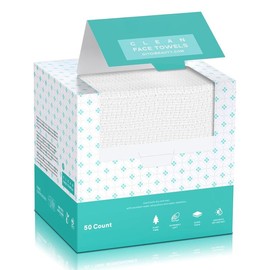 Face Towels 10"×12" Disposable XL, Ultra Soft Makeup Remover & Dry Wipes 50 Count (1 Pack) for Sensitive Skin Facial Cleansing Cleanser Plant Smooth - Style: 50Count (EF Texture)