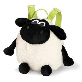 NICI 37903 Kuscheltier Timmy das Schäfchen – Plüsch Mädchen, Jungen & Babys – Flauschiger Shaun das Schaf Rucksack mit verstellbaren Schulterriemen, Schwarz