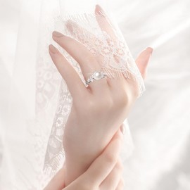 RGEMCY Pearl Leaf Rings for Women 925 Silver Freshwater Real Pearl Cz Rings for Wedding Engagement Anniversary Size10