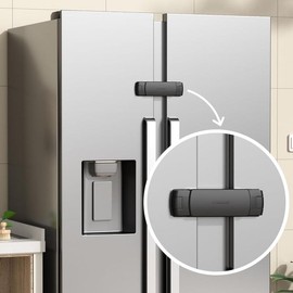 1 Pack   Fridge Lock  Door Refrigerator/Freezer Lock Apply to Max 3.54"(90mm) Two Door Gap Distance for  & ,Easy to Install no Tools Need or Drill (Black) - Colour: White