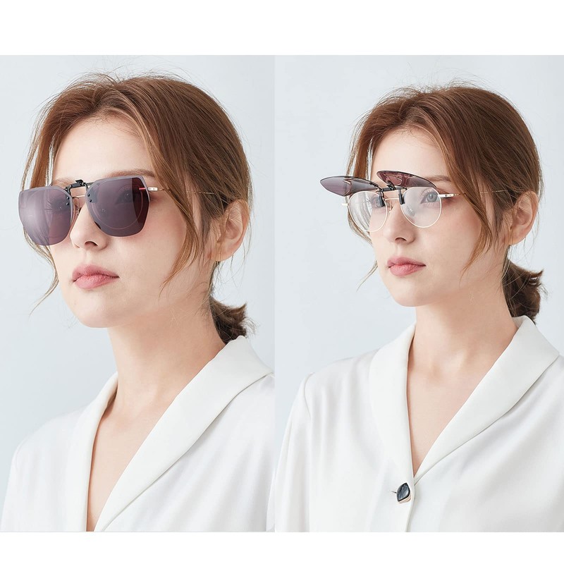 Clip-on Sunglasses, Polarized Lenses, Flip-up Type, Over Glasses, Cycling, Fishing,