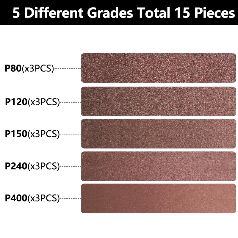 75X457MM Sanding Belt - Sander Belts Set(3 Each of 80/120/150/240/400