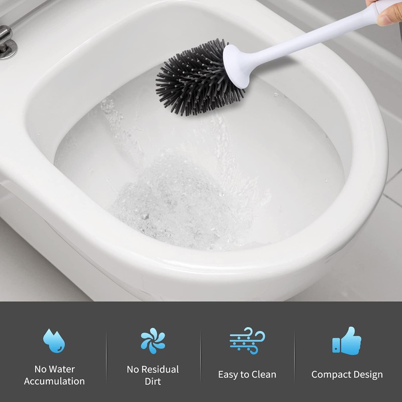 RV Toilet Bowl Brush and Holder, Silicone Toilet Bowl Brush