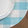 Sky Blue & White Cotton Buffalo Check Round Placemat, Set