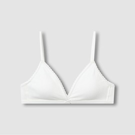 JAJU [JAJU] Women's Cotton Pointelle Bralette - White
