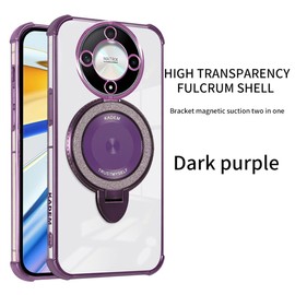 YUEQIAN Glitter Case for Honor Magic 6 Lite 5G (Magic6 Lite), Ultra Thin Bling Sequins Ring Stand Women Girls Case, Sparkle Transparent Soft TPU Magnetic Holder Shockproof Cover. Purple