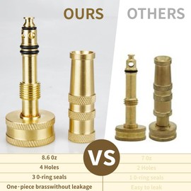 TMOK Adjustable Twist Hose Nozzle with High Pressure Brass Nozzle With Leakproof Shut off Valve,Heavy-Duty Brass 3/4" GHT Hose Nozzle with 4 Garden Hose Rubber Washers