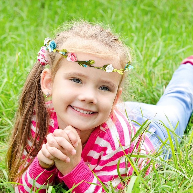 FEPITO 9 x flower crown, multicoloured flower wreath, flower garland,