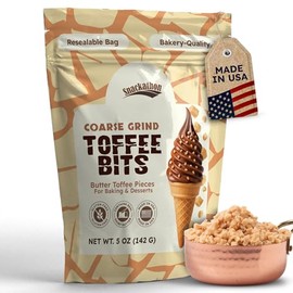 Snackathon Toffee Bits, Coarse Grind, 5 OZ Resealable Bag, Sweet & Crunchy Butter Toffee Pieces for Ice Cream Topping, Baking & Desserts, Made in USA