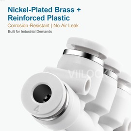 VIILOCK Push to Connect Tube Fittings, 5 Way 4mm OD Plastic Inline Manifold Union Air Line Fittings PK-4 (Pack of 6)