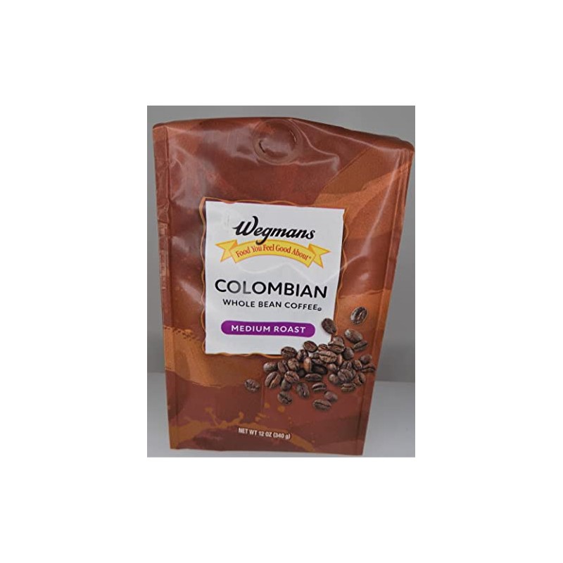 Wegman's Whole Bean Coffee "Columbian" 12oz Bag Medium Roast
