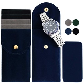 Bonaking 6PCS Watch Travel Pouch, Portable Velvet Watch Pouch Travel for Men, Single Travel Watch Case for Women, Soft Watch Bag Storage for Travel, watch Organizer(2 Black & 2 Gray & 2 BLUE)