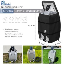 Hadisi Hot Tub Spa Heater Pump Winter Cover,with Cold Snap Foil Insulation and Plush Lining,Waterproof Dustproof Hot Tub Spa Heater Pump Cover(Black,Square)
