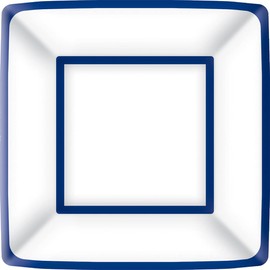Boston International IHR Square Dinner Paper Plates, 8-Count, 10 x 10-Inches, Blue on White