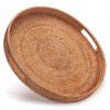 Rattan Large Serving Tray, Wicker Round Fruit/Bread Serving Basket, Extra