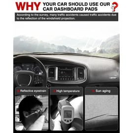 Autorder Dashboard Cover Mat for 2011-2023 Dodge Charger Accessories Dash Cover Flannel Dash Mat Sunshade Glare UV Rays Protector