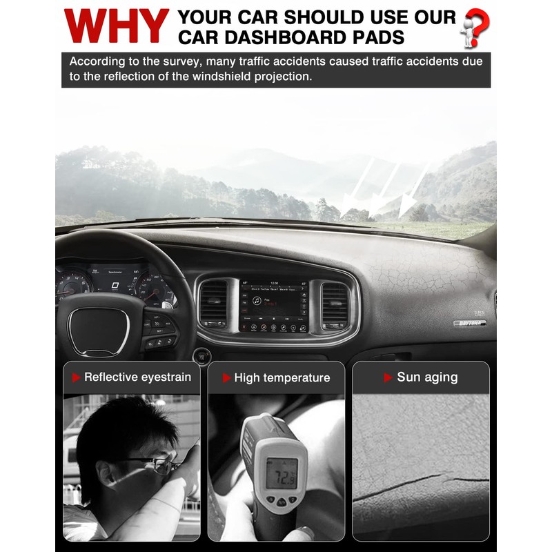 Autorder Dashboard Cover Mat for 2011-2023 Dodge Charger Accessories Dash