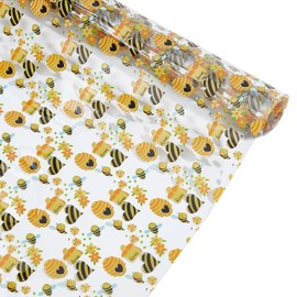 letsinstyle Bee Printed TPU Jelly Faux Leather Fabric, 11.8 x 47.2 Inch Clear TPU Vinyl Sheets, Transparent Clear Jelly Vinyl for Embroidery and Crafting Project