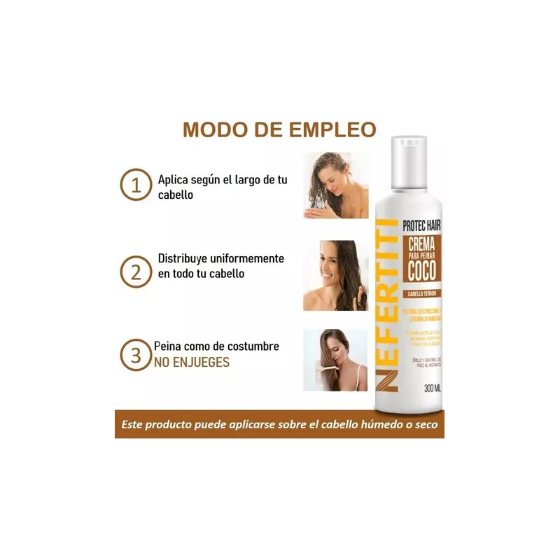 Crema Para Peinar Coco Cabello Teñido 300ml Nefertiti