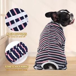 Dog Surgery Recovery Suit Protecting Wounds and Preventing Infection,Medical Suit for Female/Male,Dog Onesie Pyjamas for Medium and Small,Medical Pet Shirts (navy, M)