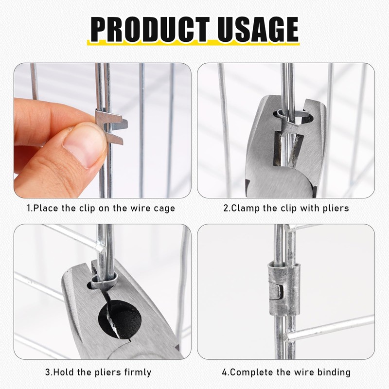 KHEARPSL 1800Pcs Wire Cage Clips and Pliers, Fencing Pliers Rabbit