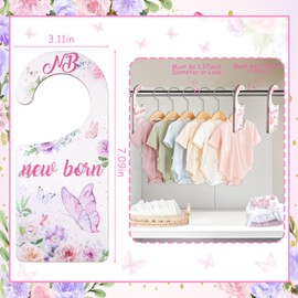 CORNER LACE Baby Closet Dividers 8PCS, Butterfly/Floral Theme Wooden Double-Sided Clothes Size Hanger Organizer from Newborn to Toddler for Nursery Decor Baby Shower Birthday Gift