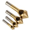 GUDINGHENG 4pcs Titanium Coated Countersink Chamfer Deburring Tool Set, High-Speed
