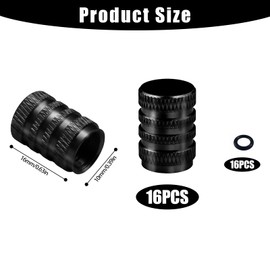 KATIMI 16PCS Dust Caps for Car Tyres, Universal Car Tyre Valve Caps with O Seal Ring, Aluminum Alloy Dust Valve Stem Covers for SUV, Cars, Bike, Motorcycles, Trucks (Black)