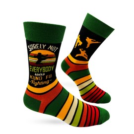 Fabdaz Surely Not Everybody Was Kung Fu Fighting Funny Saying Men's Novelty Crew Socks - One Size Fits Most